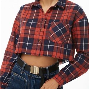 FOREVER 21 CROPPED FLANNEL